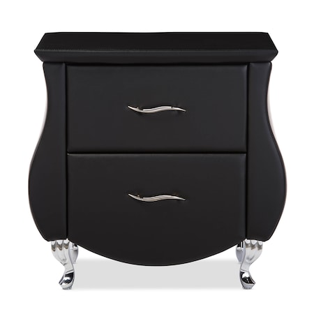 Baxton Studio Erin Modern and Contemporary Black Faux Leather Upholstered Nightstand 120-6442